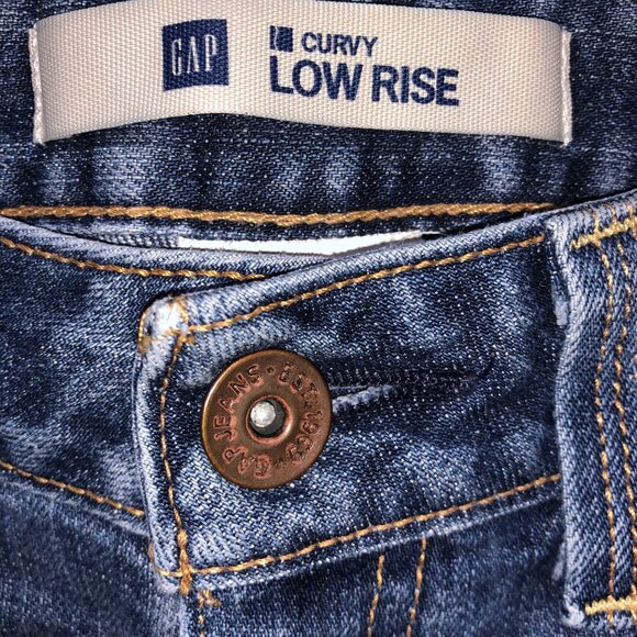 Gap Jean Shorts Womens 4 Curvy Low Rise Cuffed Cut Off Medium Wash Blue Denim - Picture 4 of 6